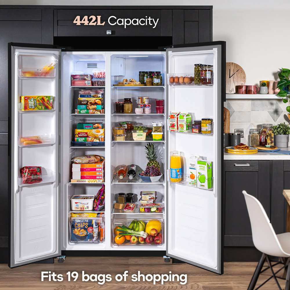 Russell Hobbs RH90AFF201DI Black Freestanding Slimline American Fridge Freezer Image 4