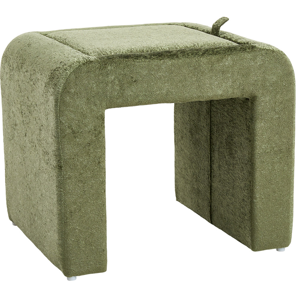 Living and Home Green Sealette U-Shaped Footstool with Reversible Tabletop Image 2