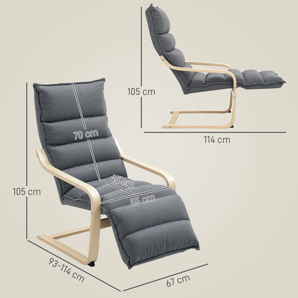 Portland Dark Grey Birch Wood Lounge Chair Image 9