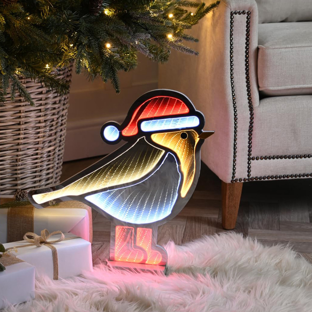 Samuel Alexander Red and White LED Light Up Christmas Robin Infinity Christmas Decoration 40cm Image 3