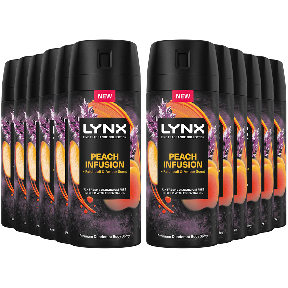 Lynx Fine Fragrance Collection Peach Infusion Men's Body Spray 150ml 12 Pack Image 1