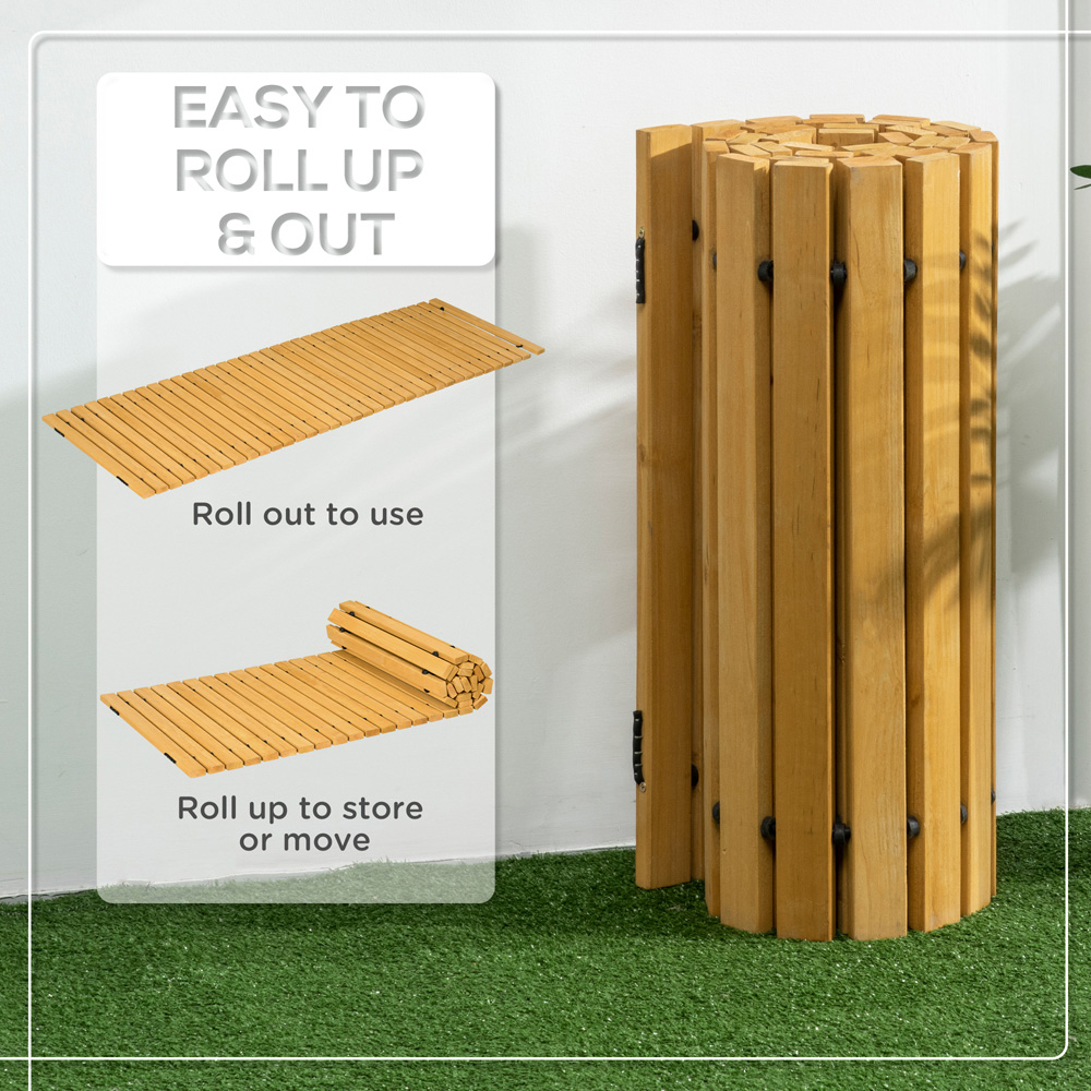 Outsunny Solid Pine Wood Rollable Wooden Garden Pathway 185 x 60cm Image 6