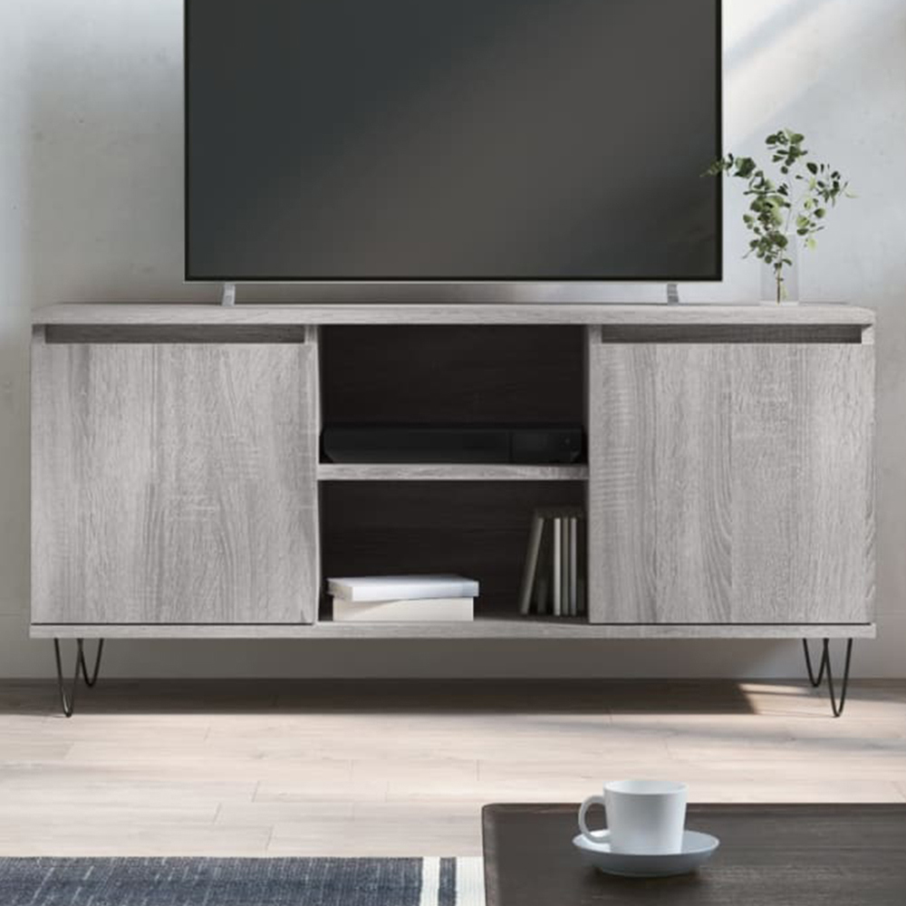 vidaXL 2 Door 2 Shelf Concrete Grey TV Cabinet Image 1