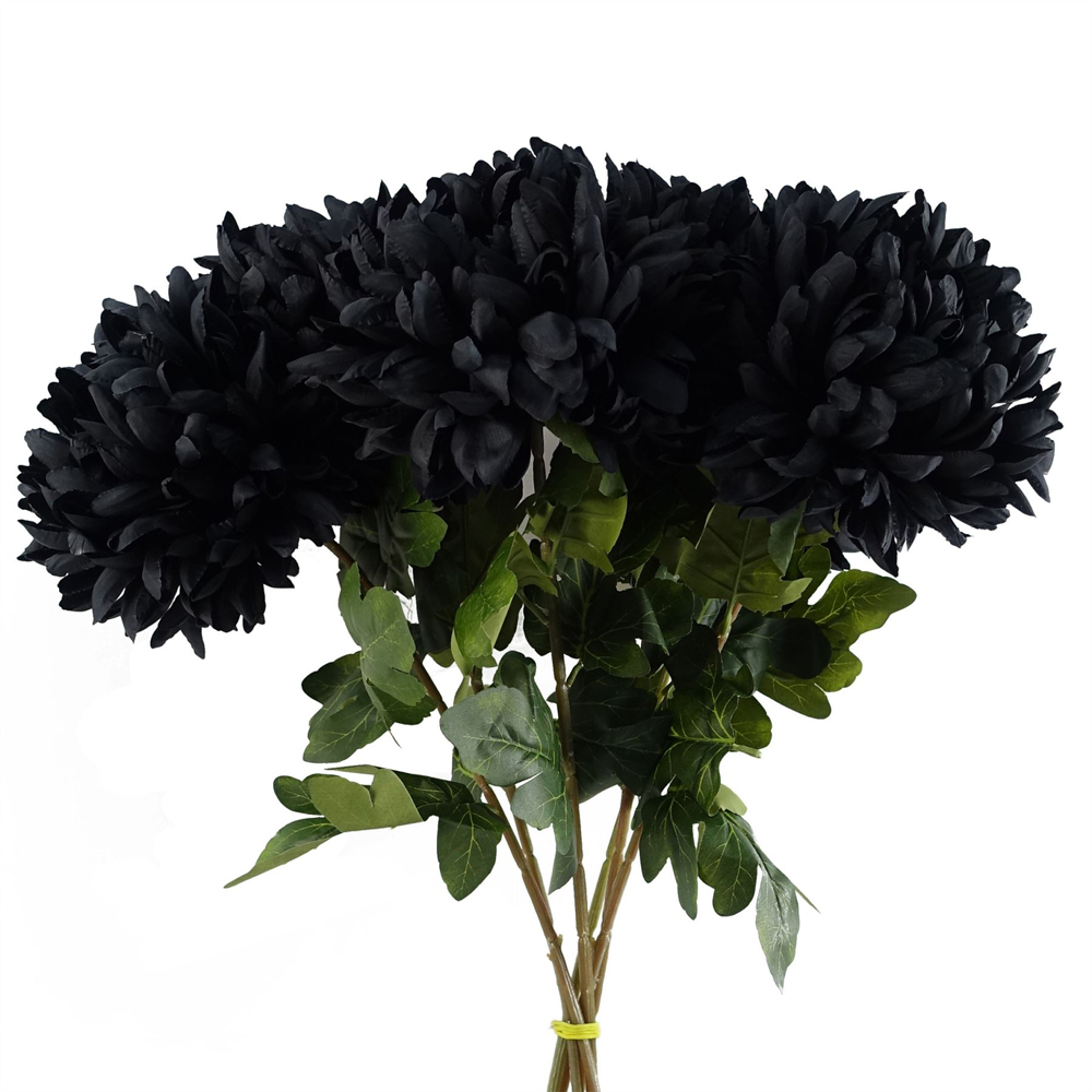 Leaf Black Extra Large Reflex Chrysanthemum Single Stem Artificial Flower 2.5ft 6 Pack Image 4