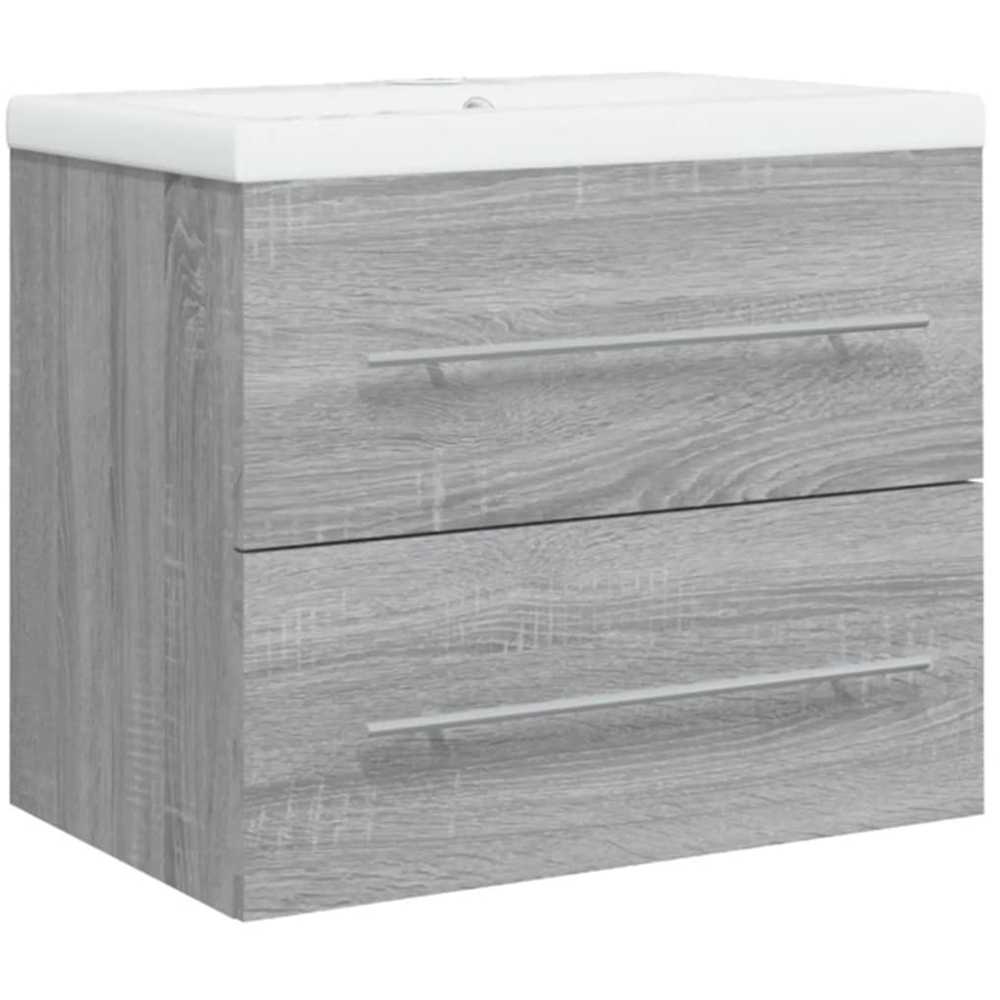 vidaXL 2 Drawer Grey Washbasin Cabinet with Built-In Sink Image 2