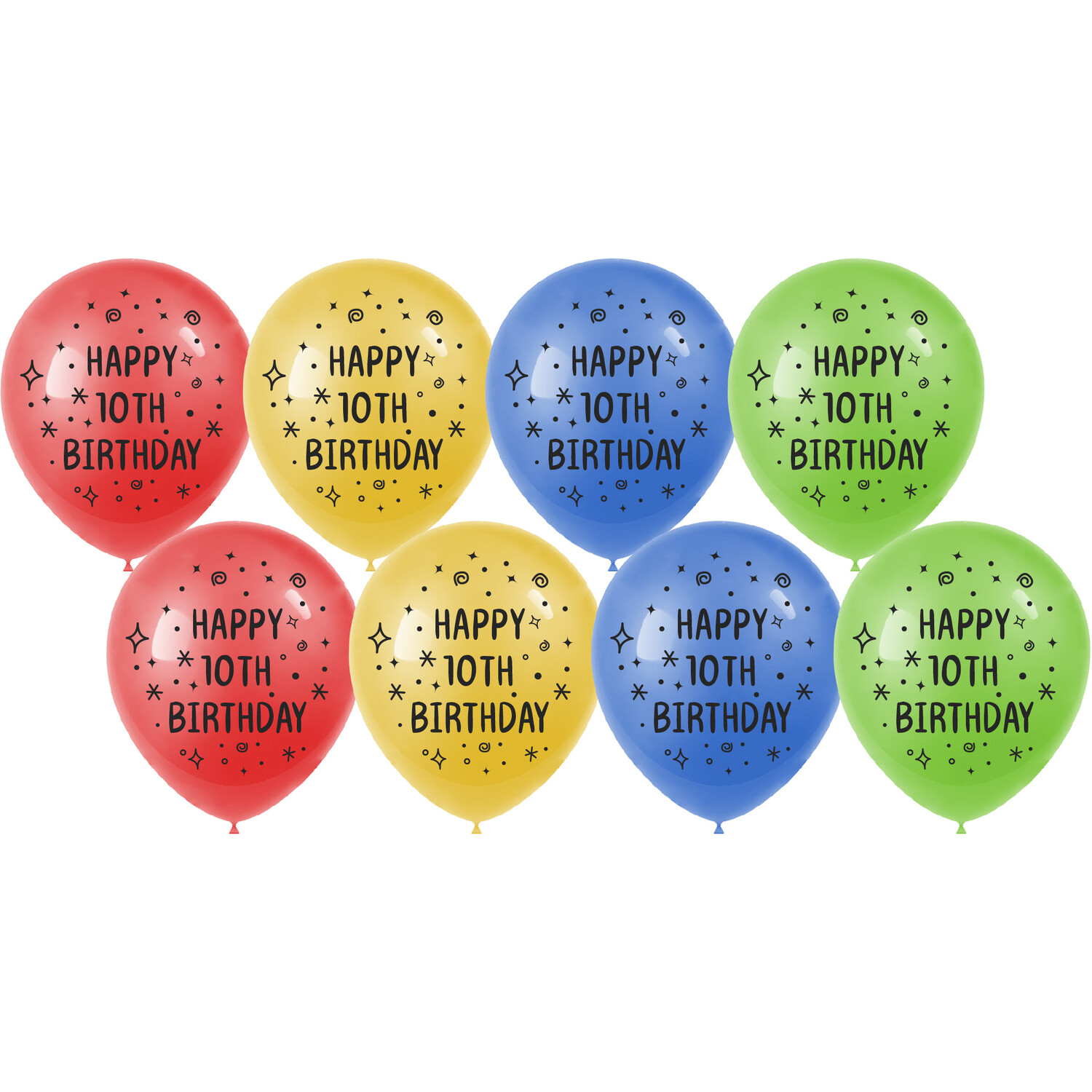 My Party Pack of 8 Colourful Birthday Latex Balloons  - 10th Image