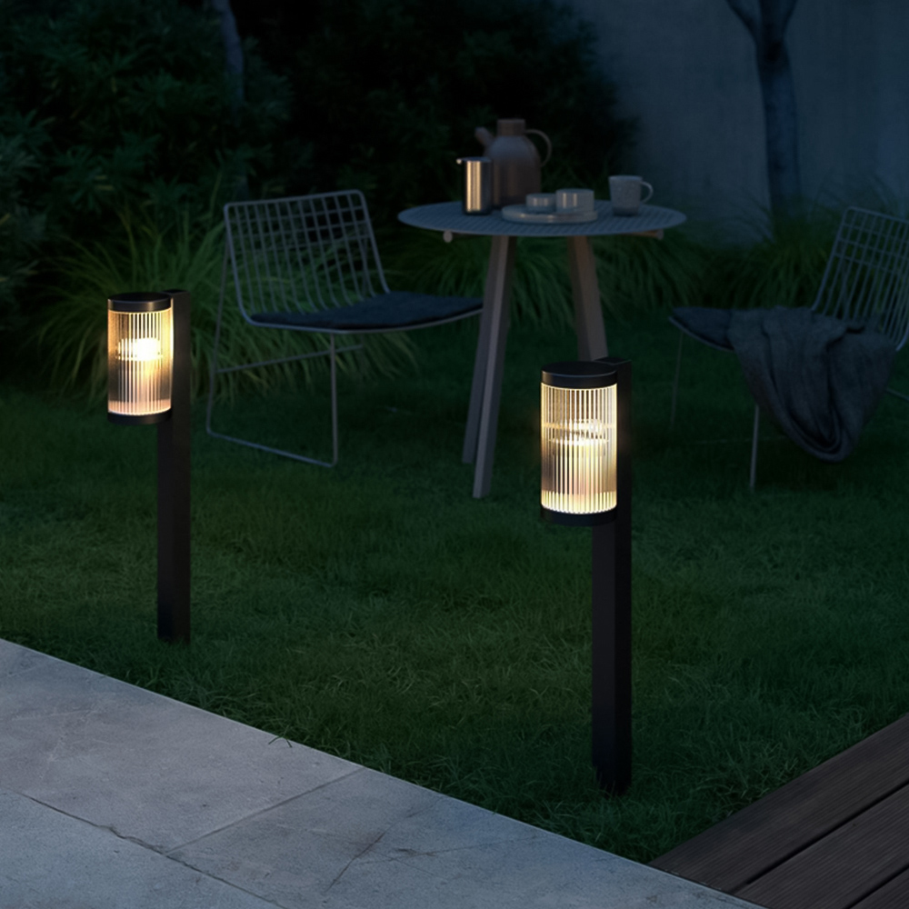 Nordlux Coupar Black Outdoor Lamp Post with Ribbed Diffuser Image 2