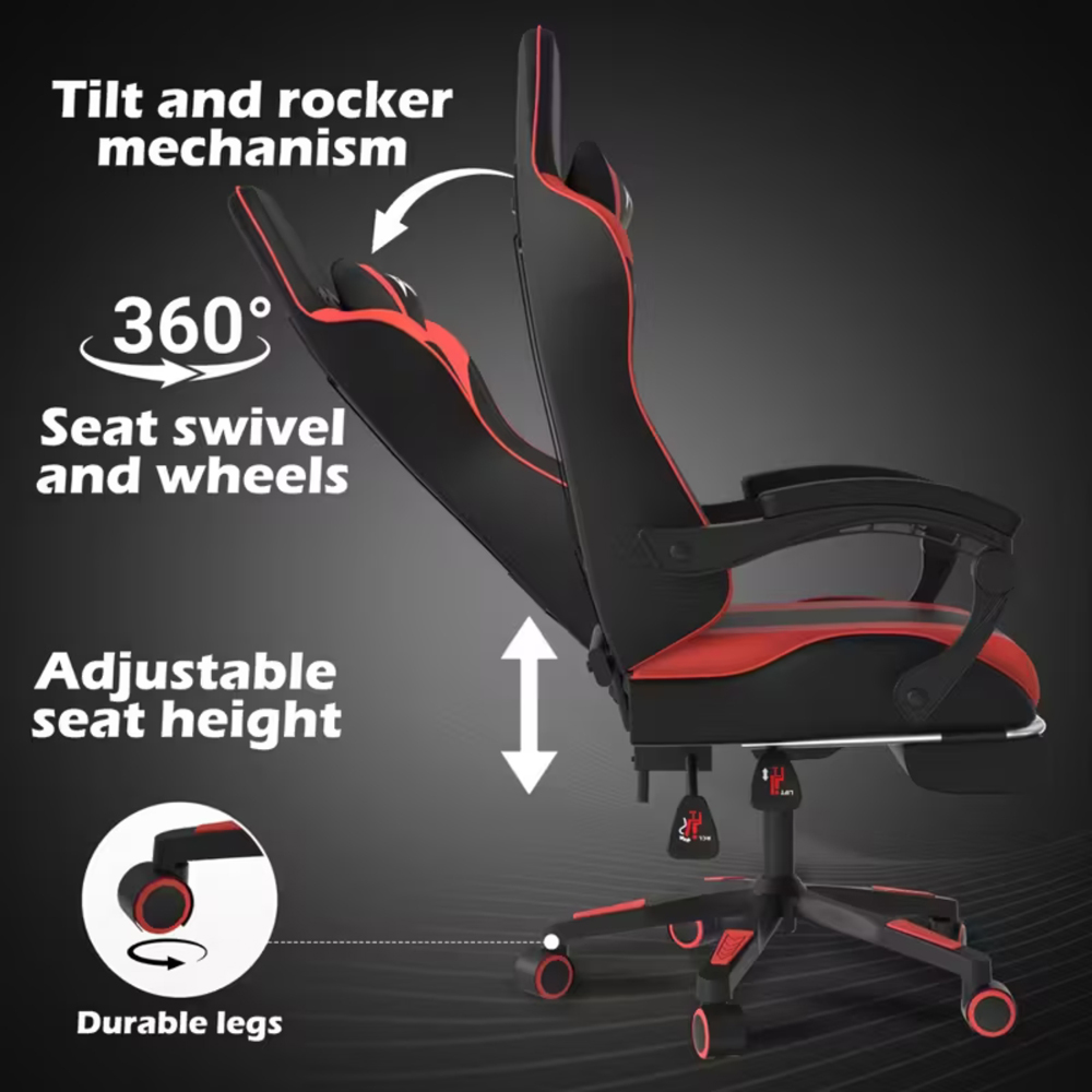 Alivio Red Ergonomic Massage Gaming Chair Image 8