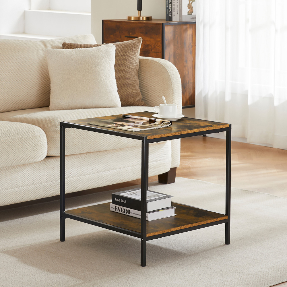 VIDA DESIGNS Brooklyn Dark Wood Metal Frame End Table Image 3