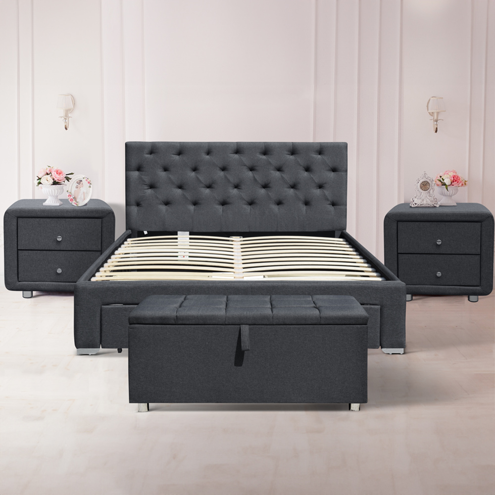 Brooklyn Grey Linen 3 Piece Bedroom Furniture Set Image 1