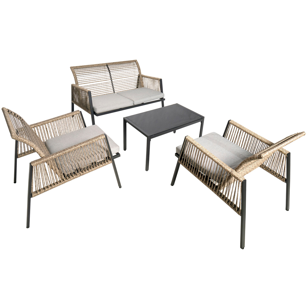 Furniture One 4 Seater Natural Padded Outdoor Lounge Set Image 7