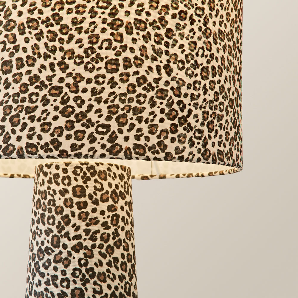 ValueLights Bertie Leopard Print Full Fabric Midi LED Floor Lamp Image 3