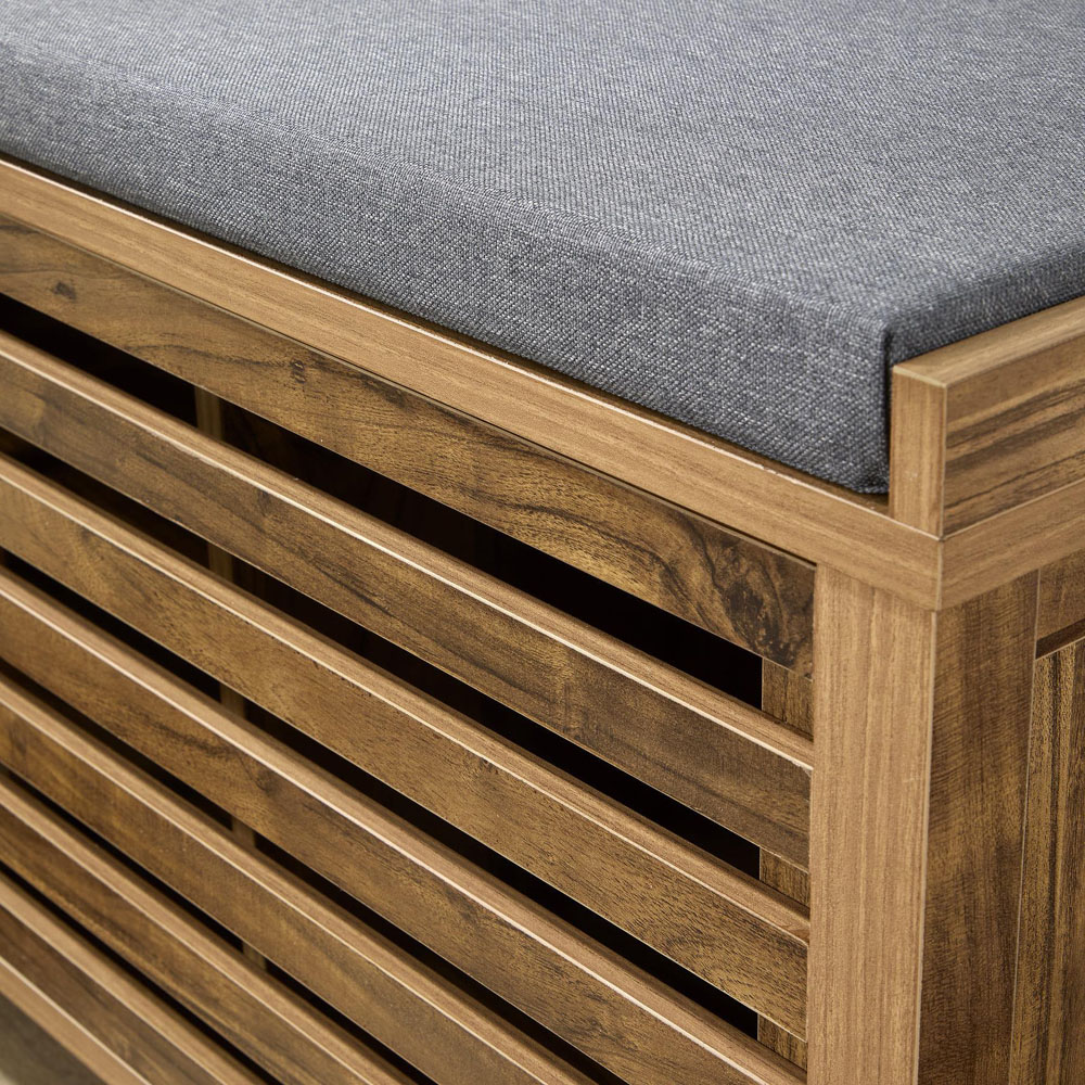Home Source Luna 2 Sliding Door Oak Shoe Bench Image 4