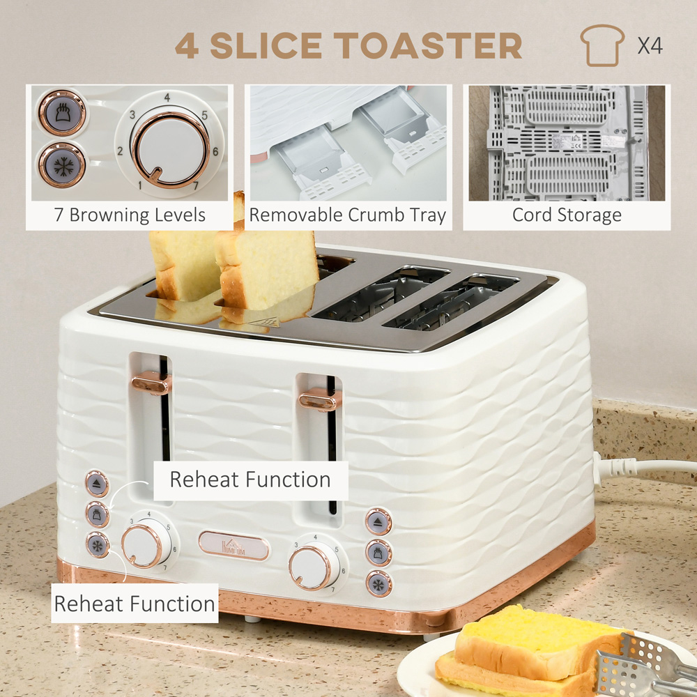 HOMCOM 1.7L Jug Kettle and 4 Slice Toaster Set Image 5