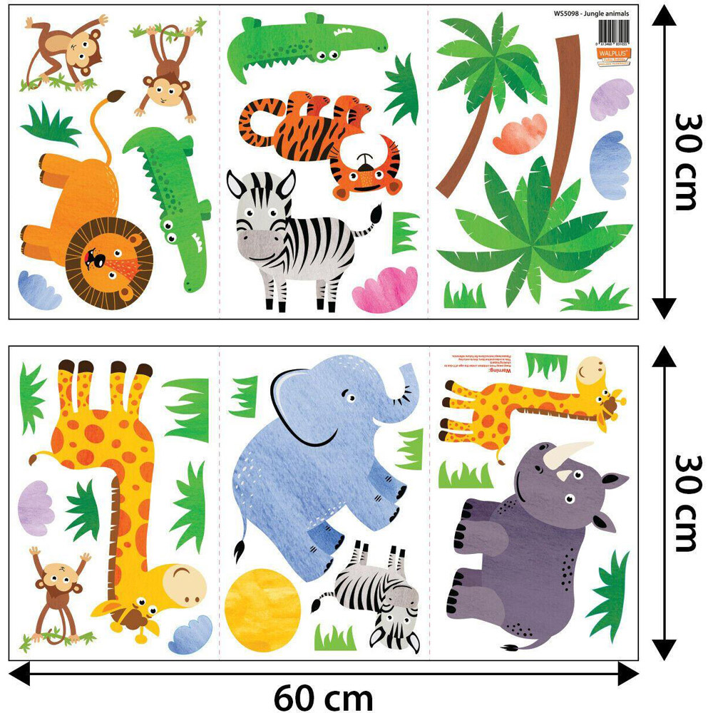 Walplus Kids Jungle Animals Self Adhesive Wall Stickers Image 4