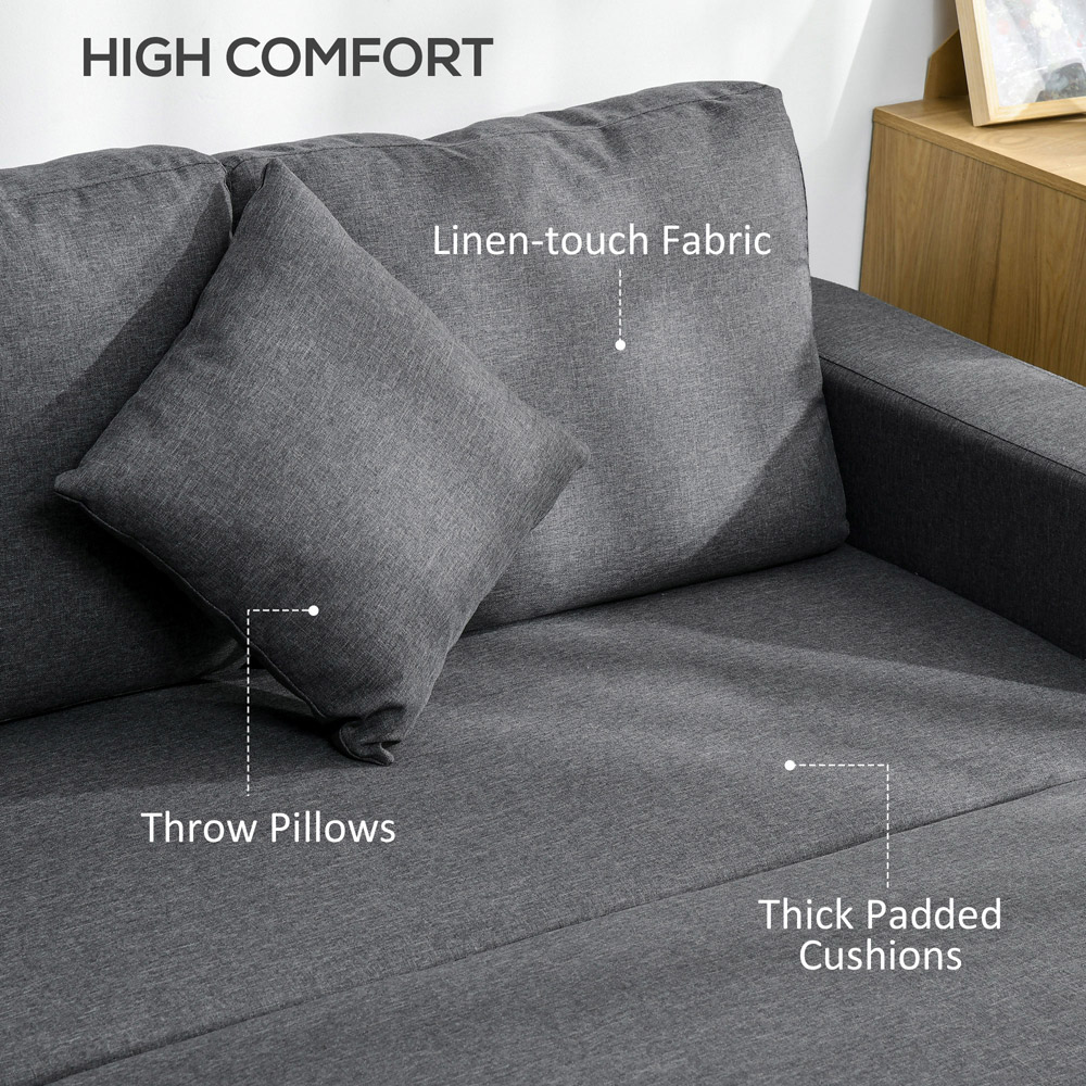 HOMCOM 3 Seater Dark Grey L Shaped Convertible Pull Out Corner Sofa Bed with Storage Image 5