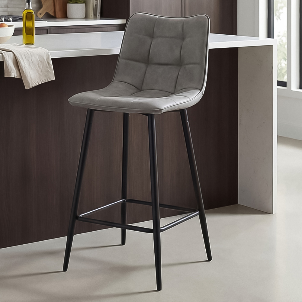 Portland Kensington Grey Faux Leather Bar Stool Image 1