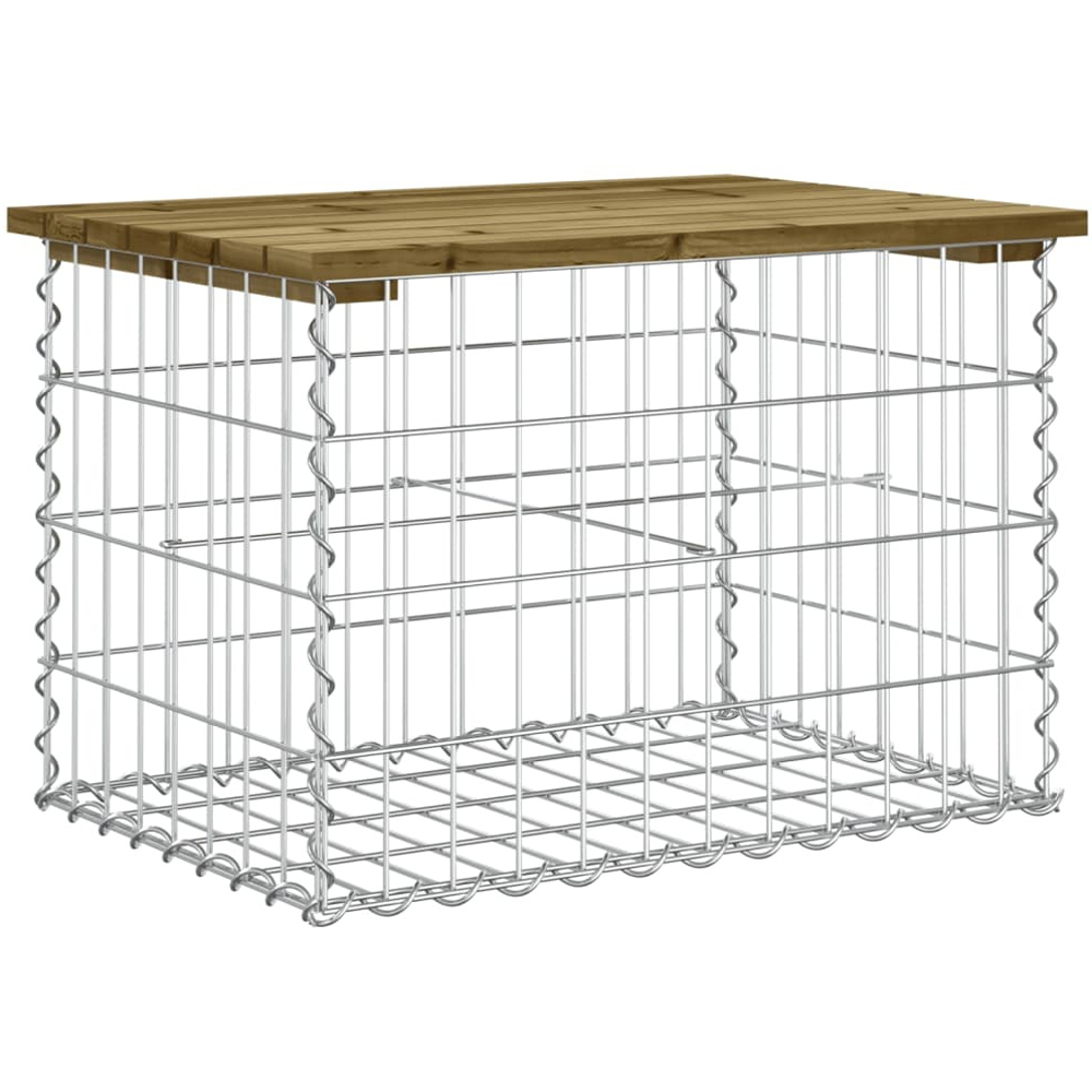 Walplus Impregnated Pine Wood and Galvanised Steel Gabion Design Garden Bench 42 x 63 x 44cm Image 4
