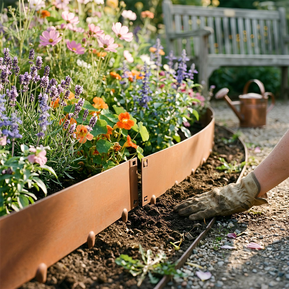 Harbour Housewares Rust Steel Lawn Edging 5m x 16cm 5 Pack Image 2