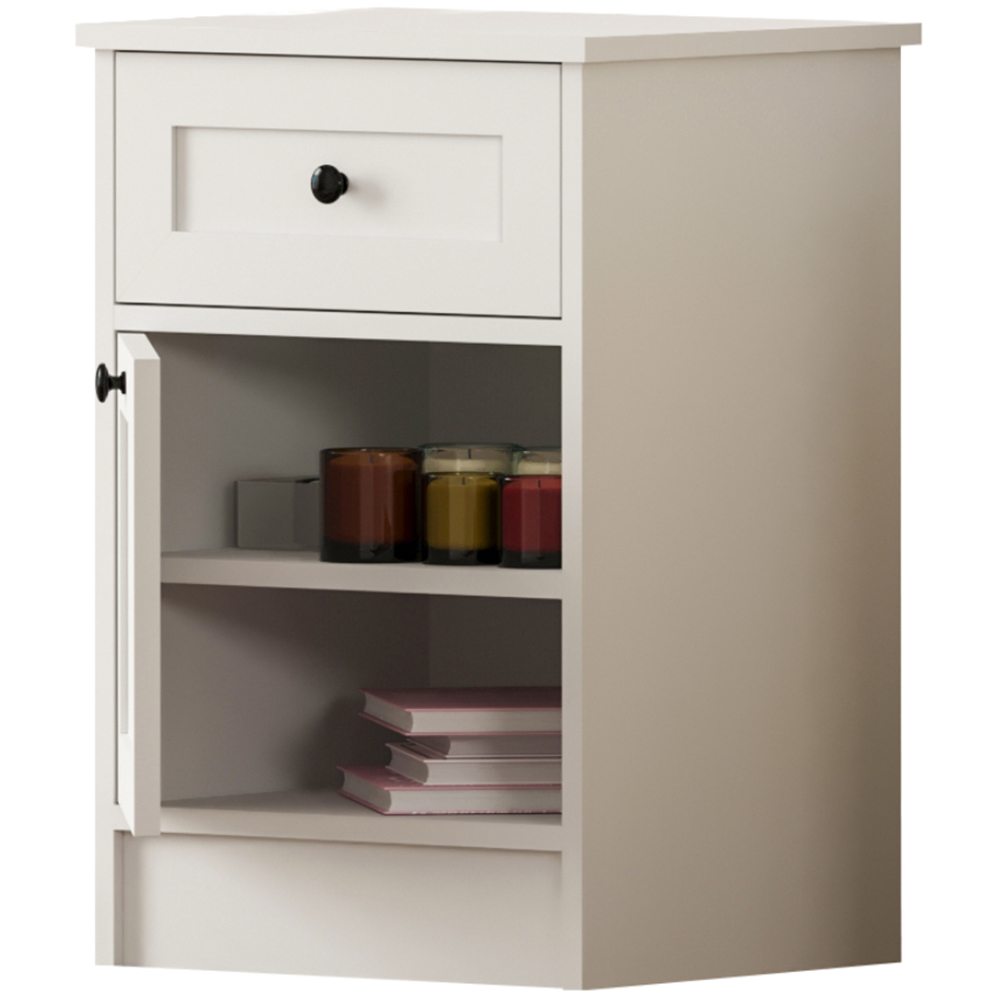 Evu DAISY Single Door Single Drawer White Bedside Table Image 4