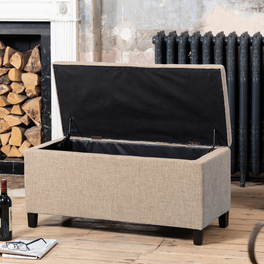 Artemis Home Henbury Light Brown Fabric Storage Ottoman Image 2