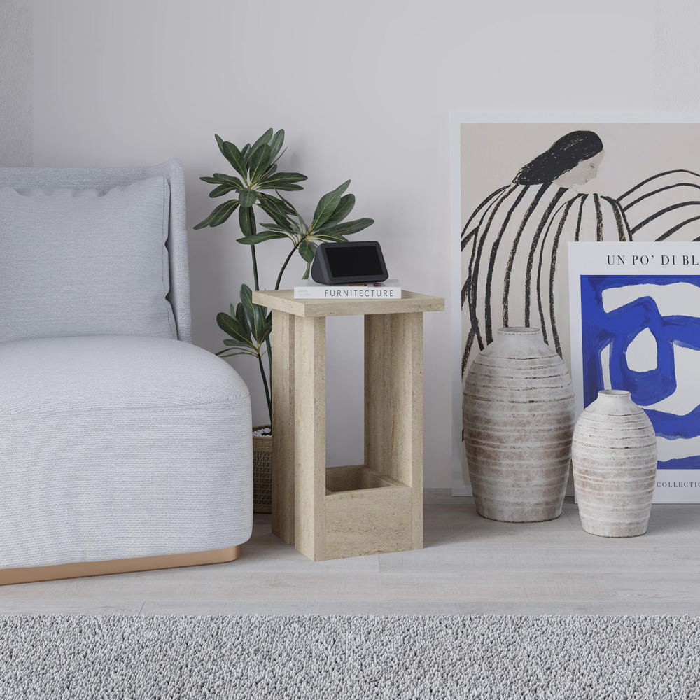 Decortie Tasos Travertine Side Table Image 4