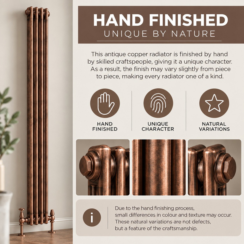 Go Bathrooms Clarence 1372 BTU 2 Column 17 Sections Antique Copper Radiator 300 x 785mm Image 3