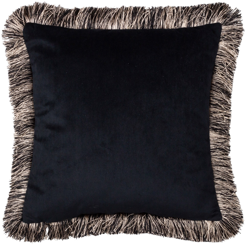 furn. Wildcat Jungle Green Velvet Fringed Cushion Image 3
