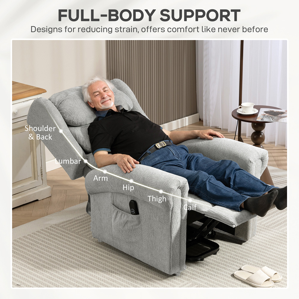 HOMCOM Grey Power Lift Recliner Chair with Remote Image 7