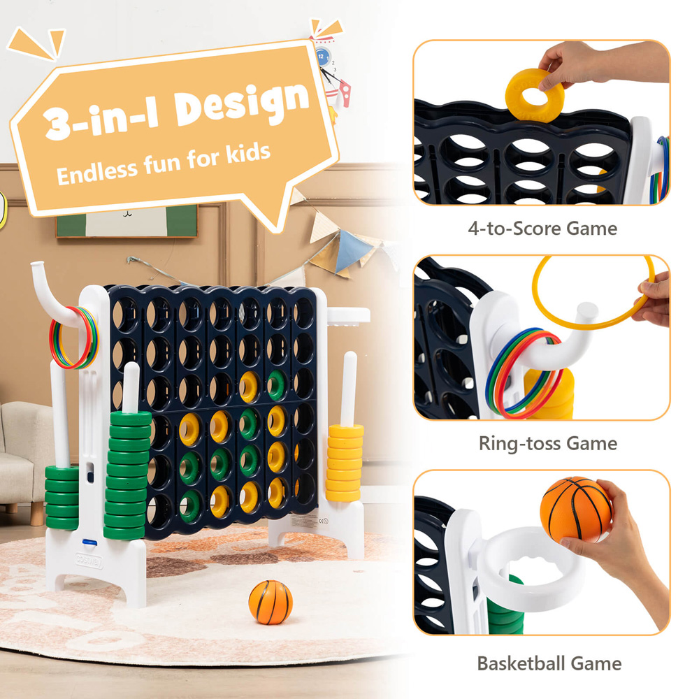 Costway White and Black Giant 4 In A Row Connect Game Set with 42 Rings Image 5