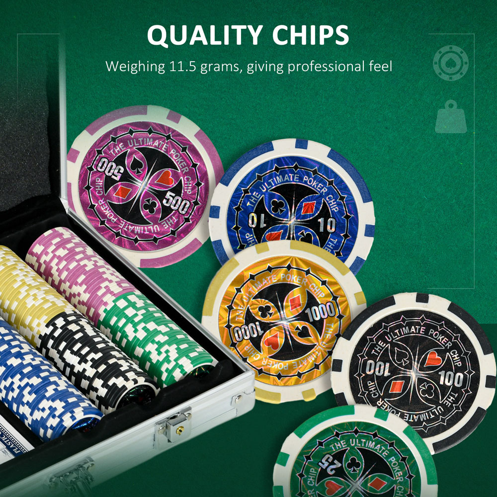 SPORTNOW 300 Piece Poker Chips Set with Mat Aluminium Case and 2 Decks of Cards Image 7