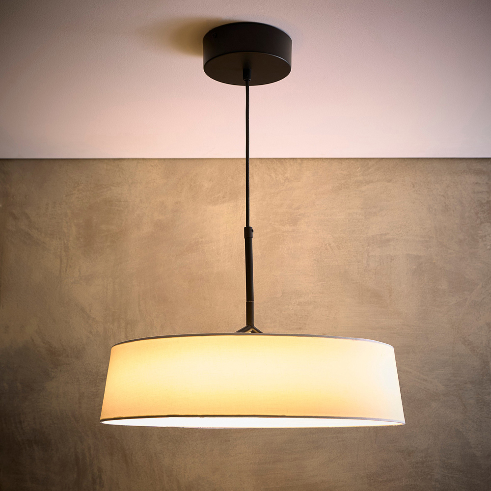 Kliving Luna White Shade Black LED Ceiling Light Image 2