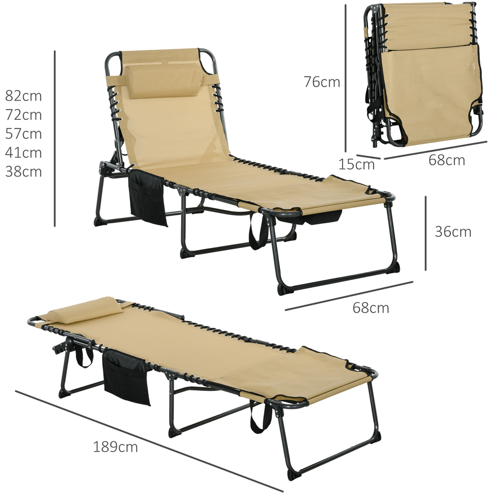 Outsunny Beige Folding Recliner Sun Lounger Image 7