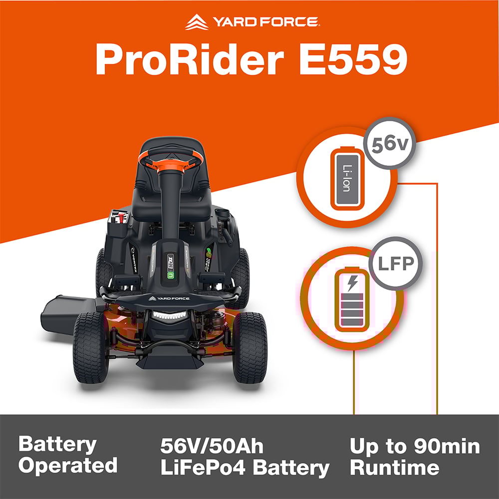 Yard Force ProRider E559 Battery-Powered Ride-on Lawnmower Image 6