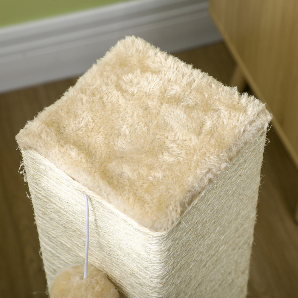PawHut Beige Cat Scratching Post with Carpet Base Image 3