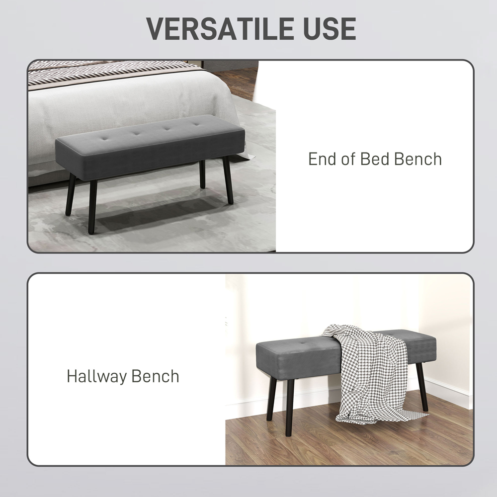 Portland Grey End of Bed Bench with Thick Padding Image 7