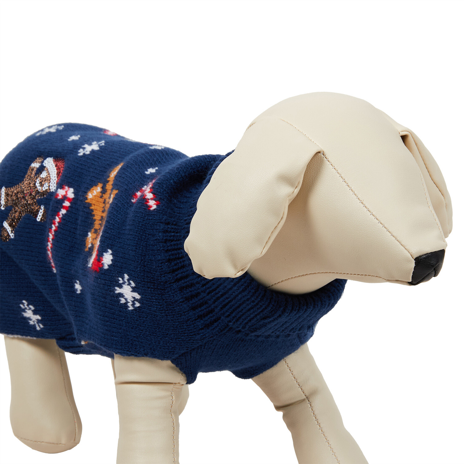 Gingerbread Festive Pet Jumper - Navy / 25cm Image 4