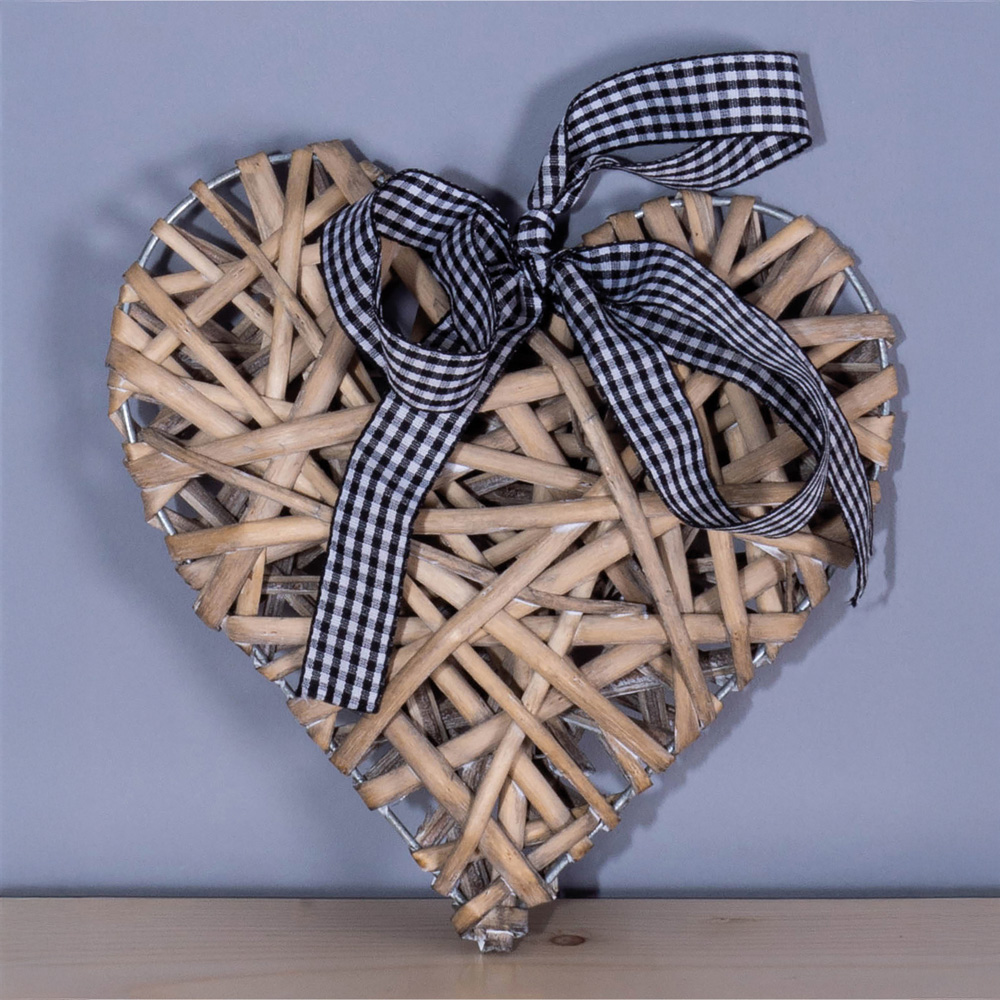 St Helens Light Grey Wicker Woven Willow Heart Christmas Decoration Image 4
