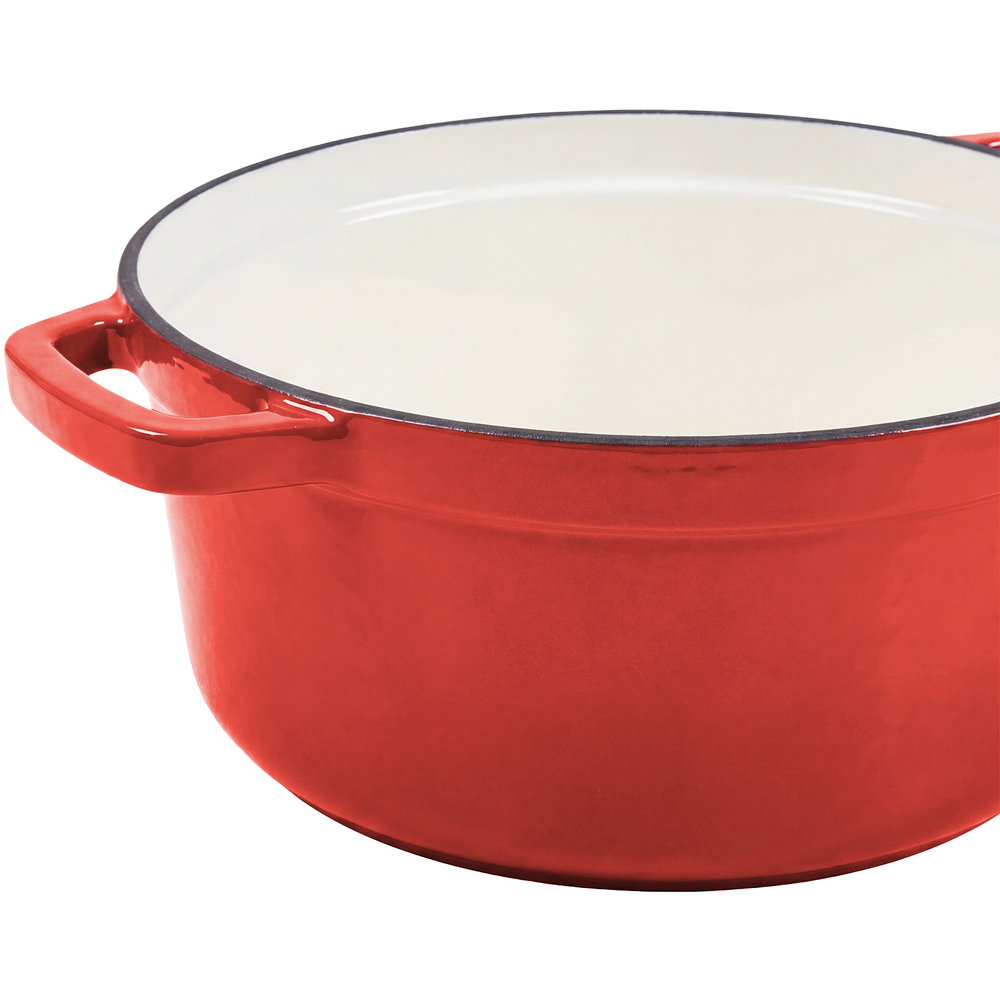Living and Home Red Enamelled Cast Iron Dutch Oven Pot 5L Image 5