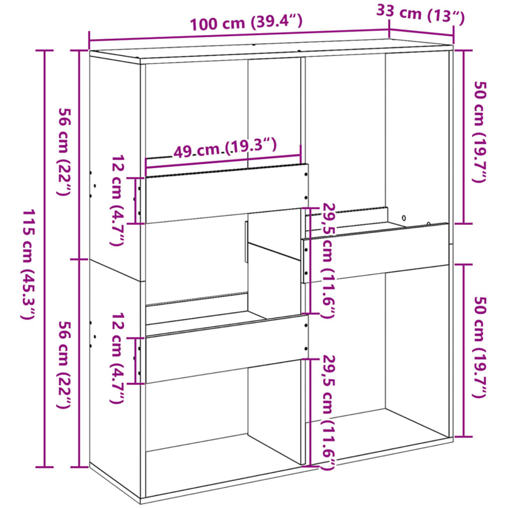 vidaXL 5 Shelf Concrete Grey Bookcase Image 9