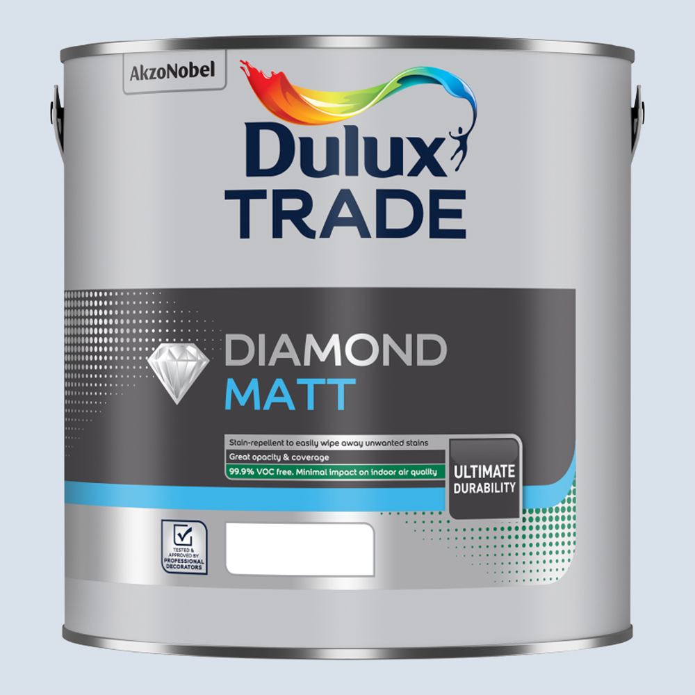 Dulux Trade Blueberry White Walls and Ceilings Diamond Matt Paint 2.5L Image 2