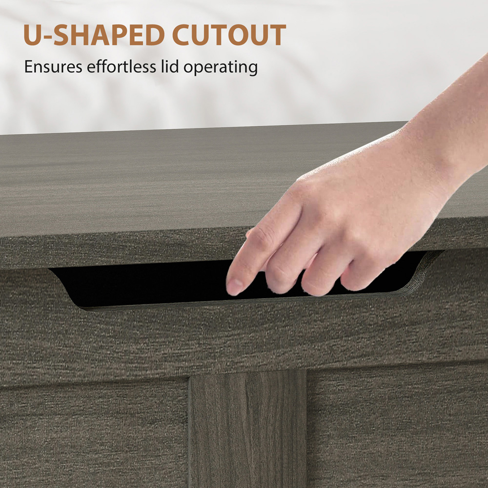 HOMCOM Charcoal Grey Storage Trunk with 2 Safety Hinges 100L Image 6
