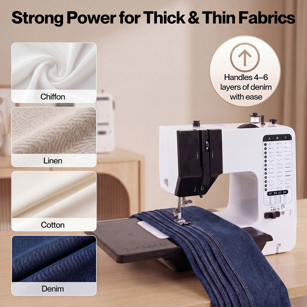 Spector EL1001-WH-UK White Mini Portable Electric Pedal Sewing Machine 9W Image 6