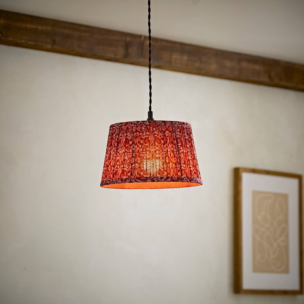 ValueLights Abel Burgundy Floral Pleated Tapered Ceiling Lamp Shade 25cm Image 6