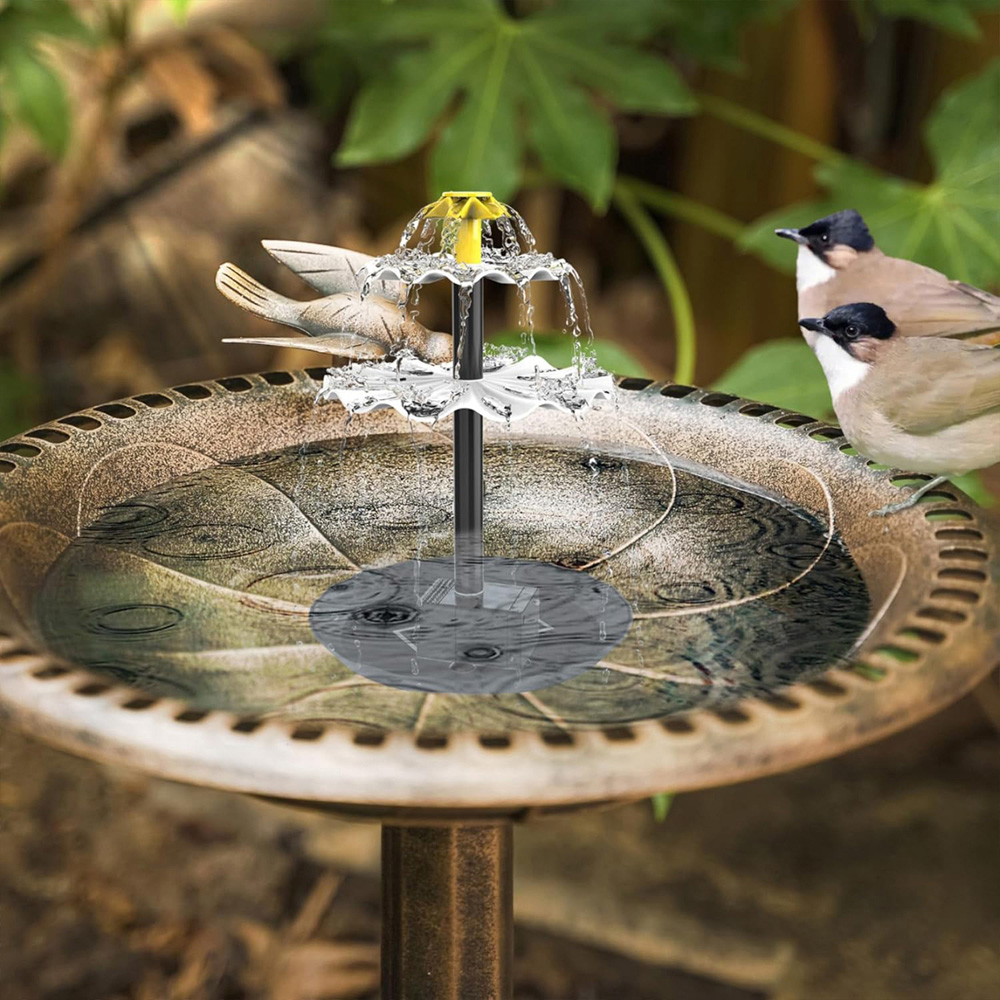 Living and Home 3-Tier Solar-Powered Bird Bath Fountain Water Pump with 6 Nozzles Image 2