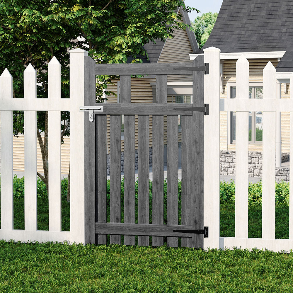 Living and Home Grey Wooden Garden Fence Door 76 x 120cm Image 2