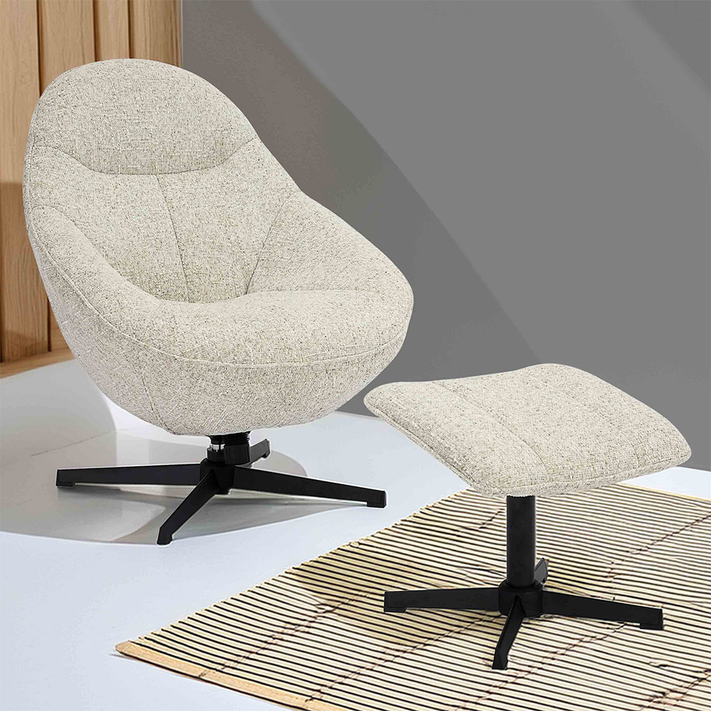 Serene Natural Swivel Lounge Chair and Footstool Set Image 1