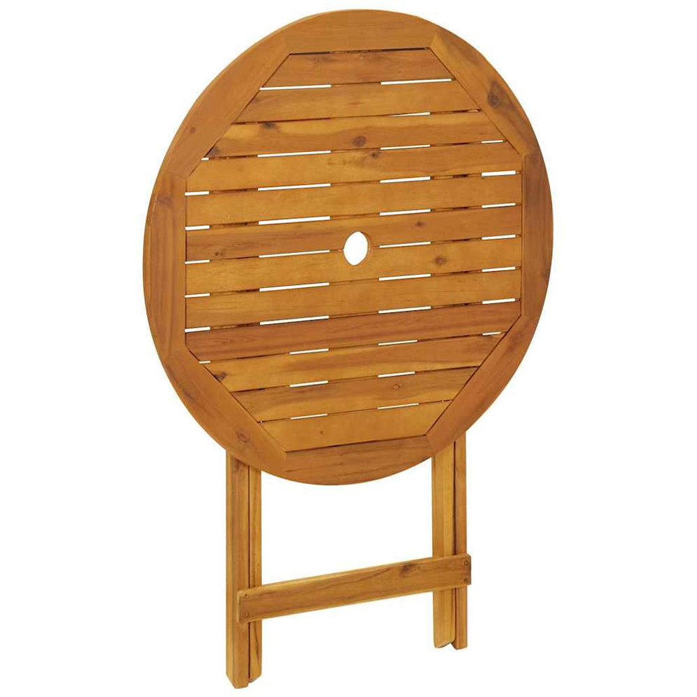 Walplus 2 Seater Natural Solid Acacia Wood Round Foldable Garden Table Image 6