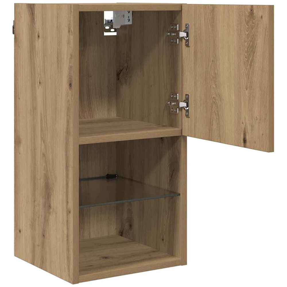vidaXL Single Door 2 Shelf Artisan Oak Wall Mounted LED TV Unit Image 5