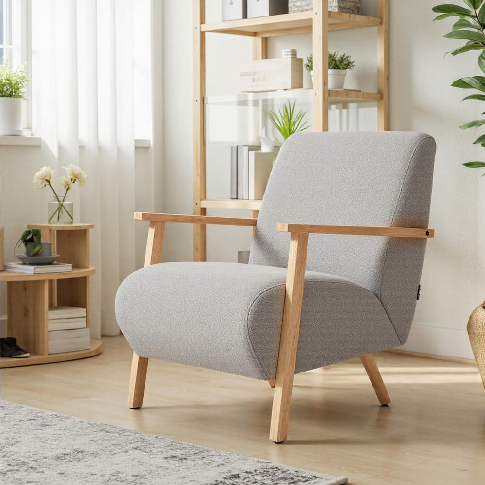 Living and Home Grey Chenille Upholstered Armchair Image 3